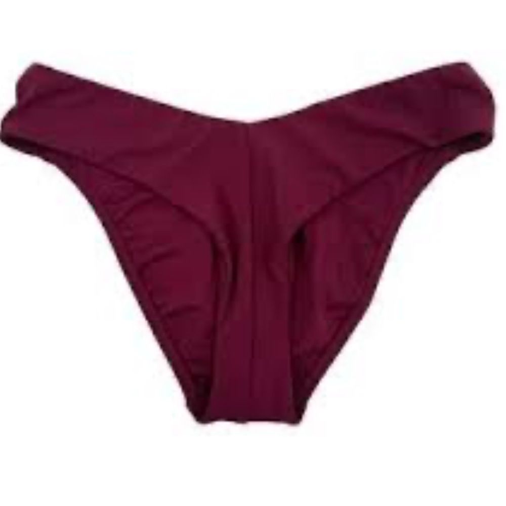 NWOT Robin Piccone Deep Purple Burgundy V Waist Swim Bottoms